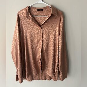 SHEIN Animal Print Satin Blouse